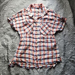 Plaid Short Sleeve Button-Up Shirt